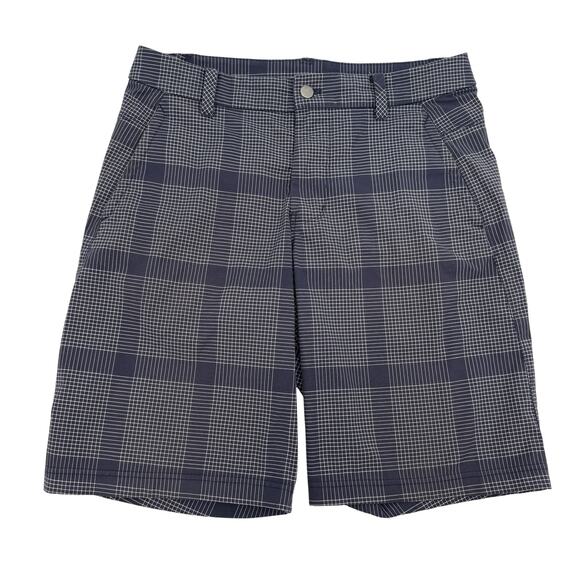lululemon athletica Other - Lululemon‎ Shorts Mens 34 Navy Blue Plaid Dress Golf Chino Lightweight Athletic